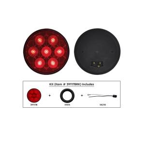 UNITED PACIFIC - 39117BRK - KIT DE LUCES REDONDAS SERIE DE COMPETICIÓN DE 7 LED DE 4" (PARADA, GIRO Y TRASERA) - LED ROJO/LENTE ROJA