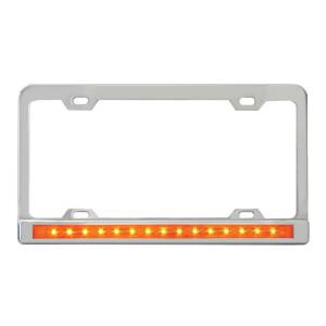 GRAND GENERAL - 60055GG - MARCO GRAND GENERAL DE ACERO CROMADO CON BARRA DE LUZ ULTRADELGADA AMBAR 15 LED 4 ORIFICIOS