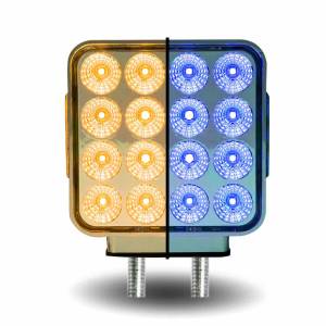 TRUX-TLED-SDXB-DOBLE CARA AMBAR/ROJO GIRO Y MARCADOR A LUZ 38 LED CUADRADA AUXILIAR AZUL